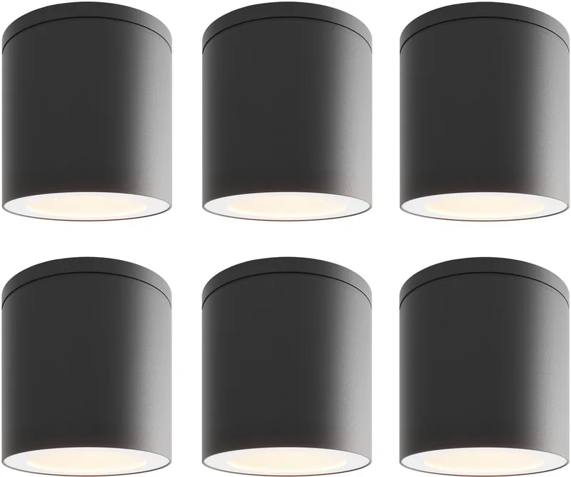 Ledvion - 6X LED Opbouwspot, Dimbaar, 3W, 2700K, IP54 de Ledvion en Noir – photo produit