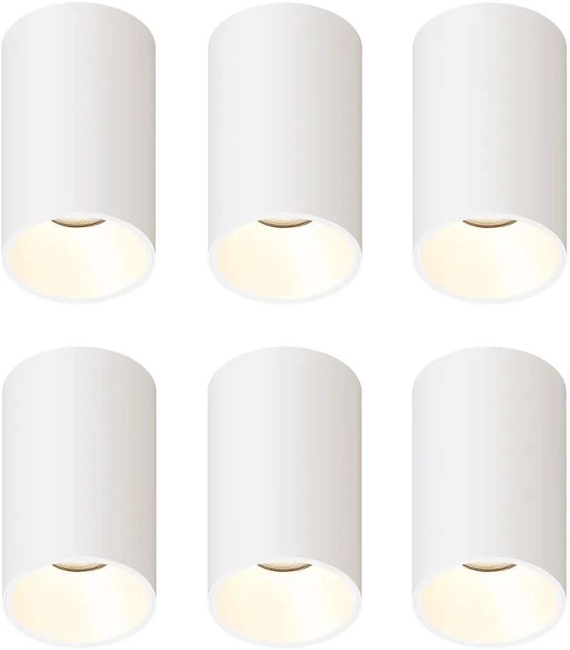 Ledvion – 6x LED Opbouwspot Rond ø80mm – Dimbaar – GU10 – 2700K – 3W – IP20 de Ledvion en Blanc – photo produit