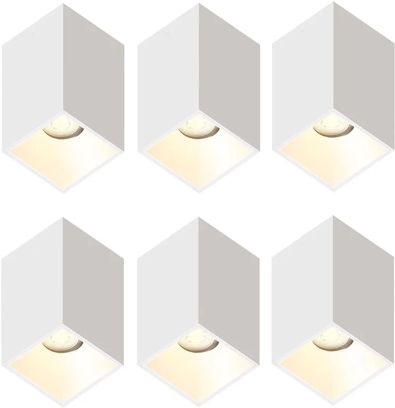 Ledvion – 6x LED Opbouwspot Vierkant 80x80mm – Dimbaar – GU10 – 2700K – 3W – IP20 by Ledvion in White – product photo