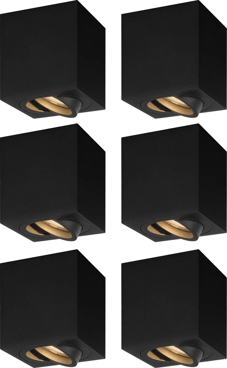 Ledvion - 6X LED Opbouwspots - Dimbaar - 3W - 2700K van Ledvion in Zwart – productfoto