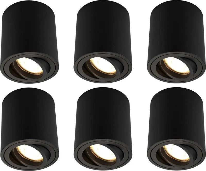 Ledvion - 6X LED Opbouwspots - Dimbaar - 5W - 2700K de Ledvion en Noir – photo produit