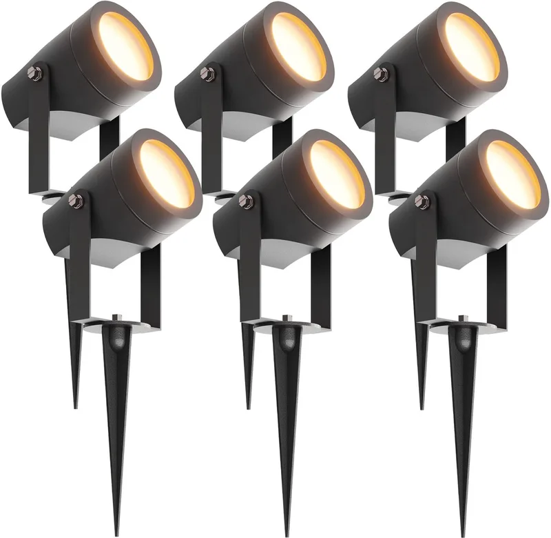 Ledvion - 6X LED Prikspots, IP44, 1W, 3000K, 1M Kabel, Tuinspots Buiten de Ledvion en Noir – photo produit
