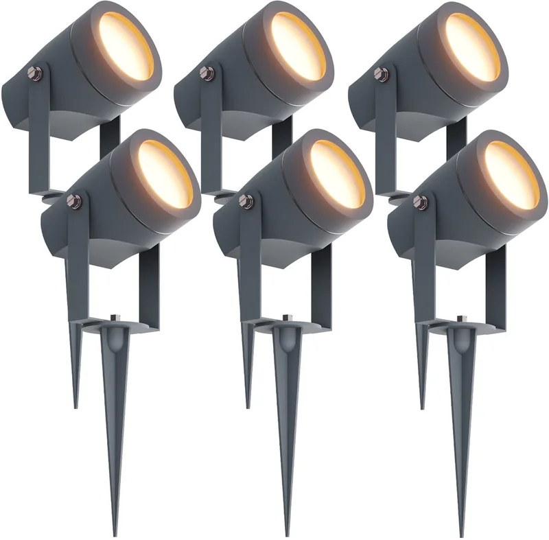 Ledvion - 6X LED Prikspots, IP44, 1W, 3000K, 1M Kabel, Tuinspots Buiten van Ledvion in Antraciet – productfoto