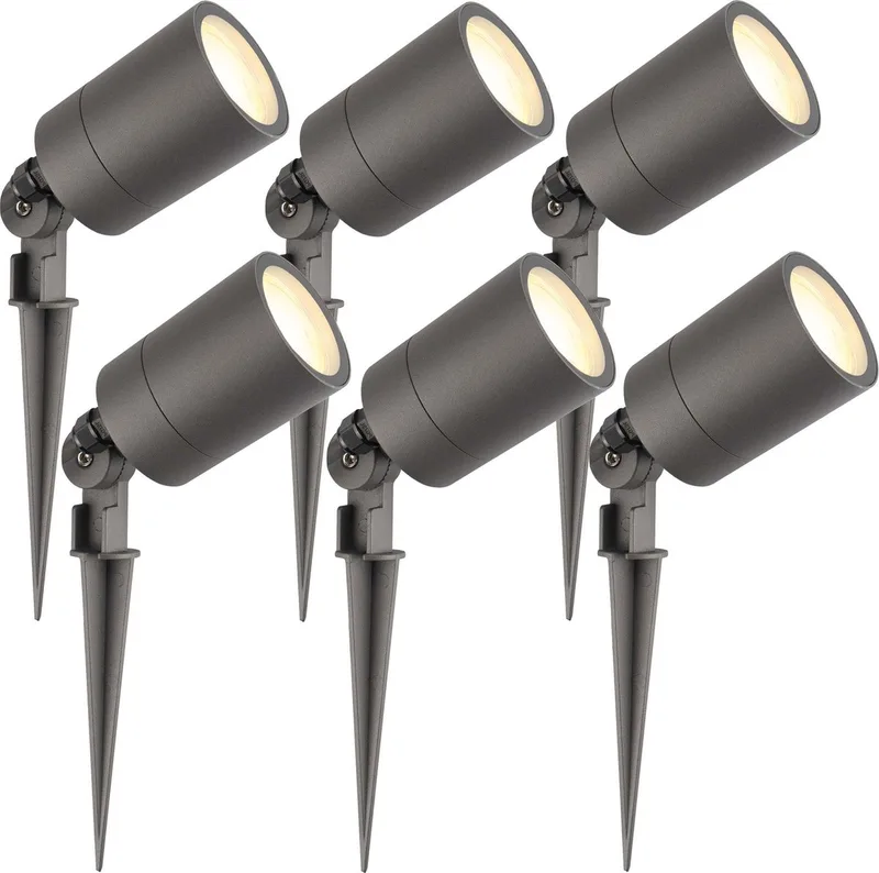 Ledvion - 6X LED Prikspots - IP65 - 5W - 2700K - 2M fra Ledvion i Antracit – produktbillede