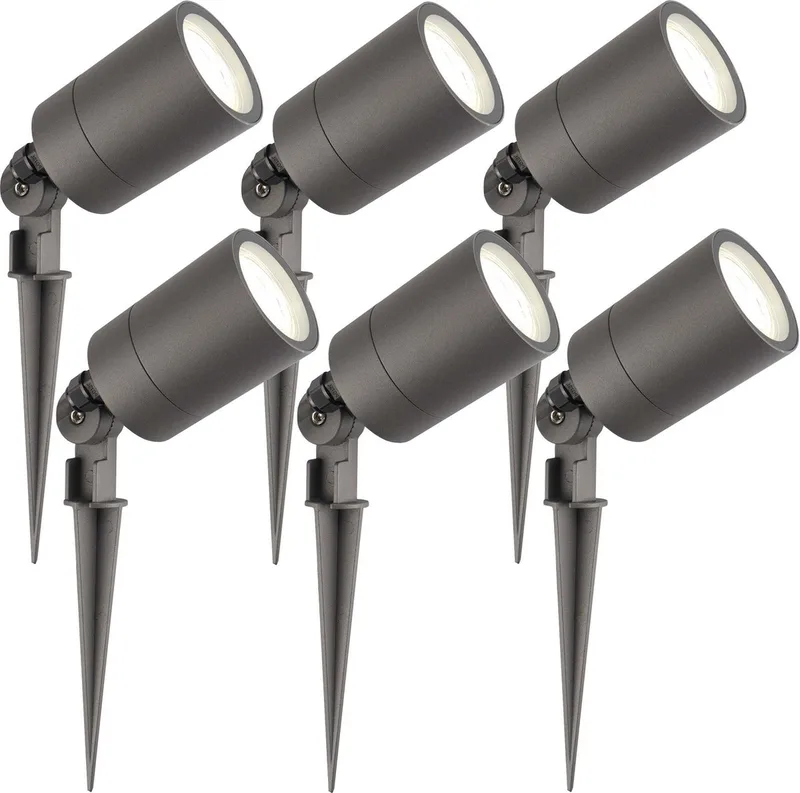 Ledvion - 6X LED Prikspots - IP65 - 5W - 4000K - 2M van Ledvion in Antraciet – productfoto