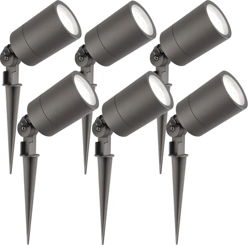 Ledvion - 6X LED Prikspots - IP65 - 5W - 6500K - 2M van Ledvion in Antraciet – productfoto