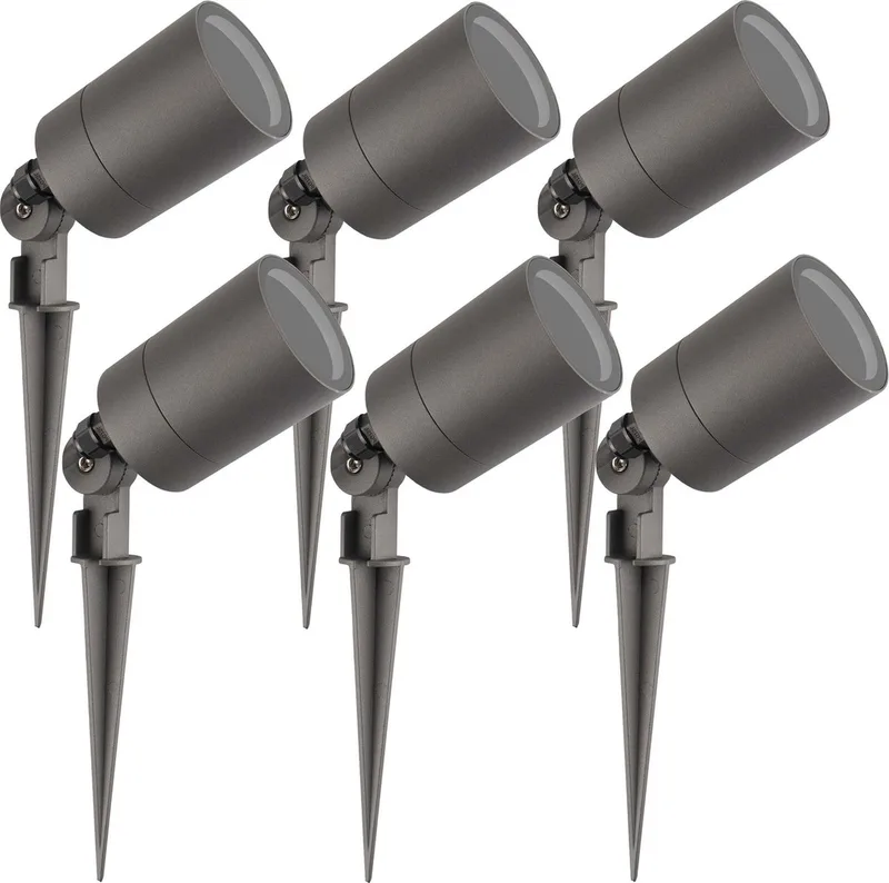 Ledvion - 6X LED Prikspots - IP65 - 5W - GU10 - 2M de Ledvion en Anthracite – photo produit