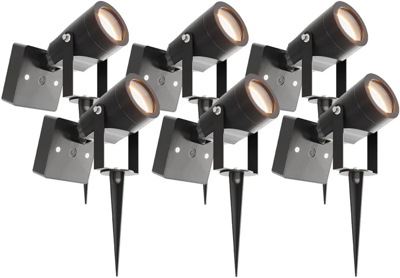 Ledvion - 6X LED Solar Prikspots, IP65, 3000K de Ledvion en Noir – photo produit