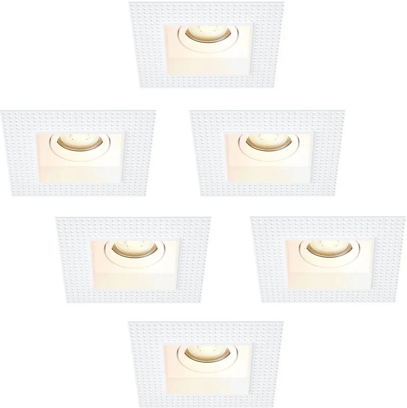 Ledvion – 6x Trimless LED Inbouwspot Vierkant 130x130mm – Dimbaar – Kantelbaar – GU10 – 2700K – 3W – IP20 fra Ledvion i Hvid – produktbillede