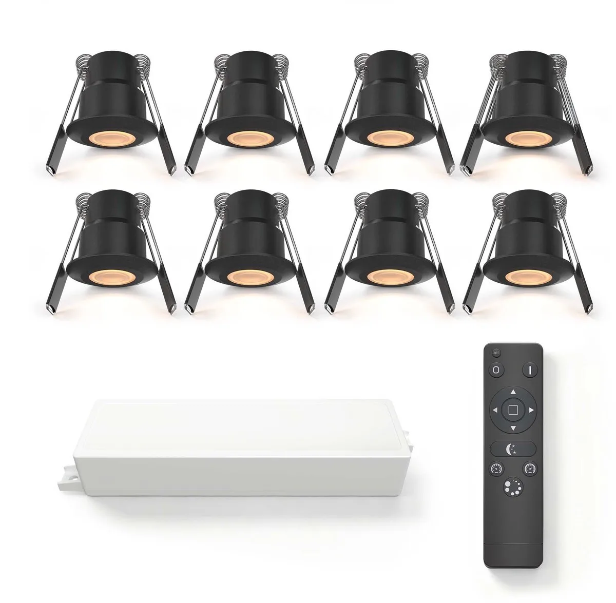 Ledvion 8 stuks LED Inbouwspot ø35mm IP65 3W 2700K von Ledvion in Schwarz – Produktfoto