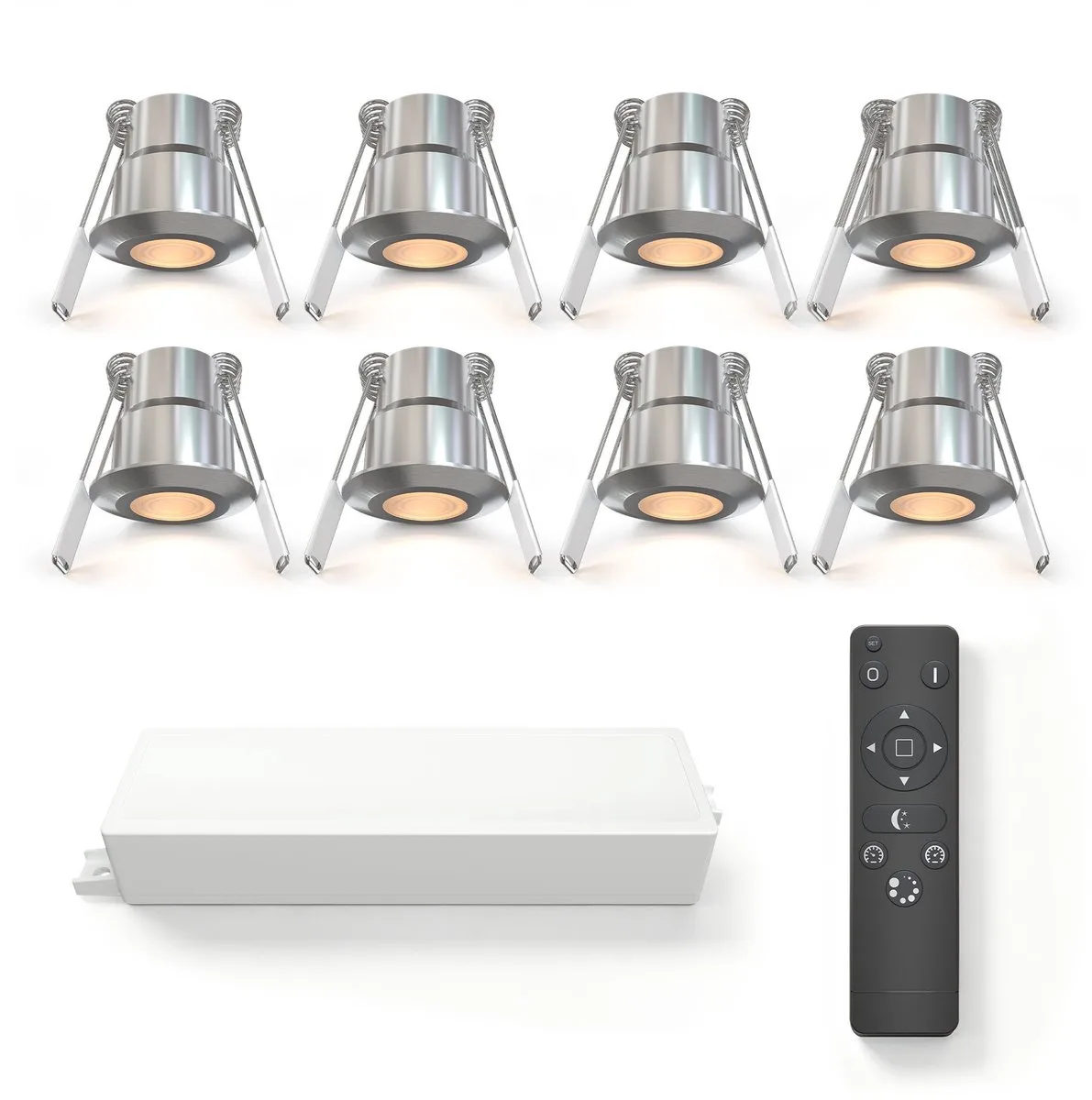 Ledvion 8 stuks LED Inbouwspot ø35mm IP65 3W Brushed Nickel 2700K von Ledvion in Schwarz – Produktfoto
