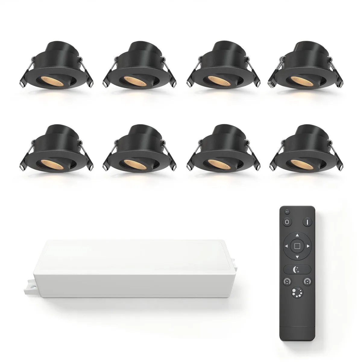 Ledvion 8 stuks LED Inbouwspot ø42mm IP65 3W 2700K Kantelbaar von Ledvion in Schwarz – Produktfoto