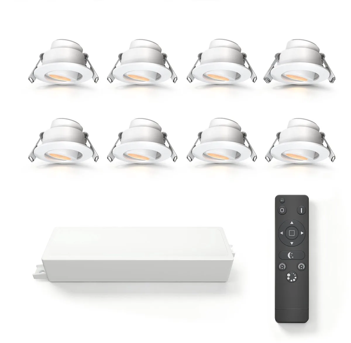 Ledvion 8 stuks LED Inbouwspot ø42mm IP65 3W Wit 2700K Kantelbaar de Ledvion en Noir – photo produit
