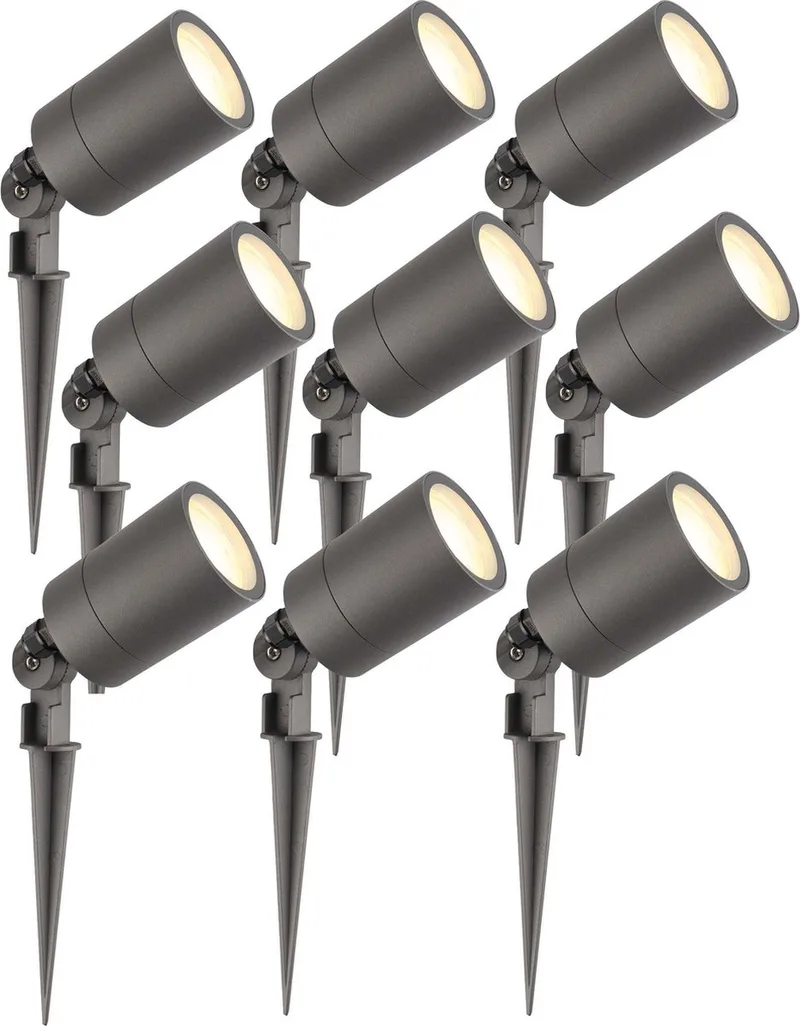 Ledvion - 9X LED Prikspots - IP65 - 5W - 2700K - 2M van Ledvion in Antraciet – productfoto