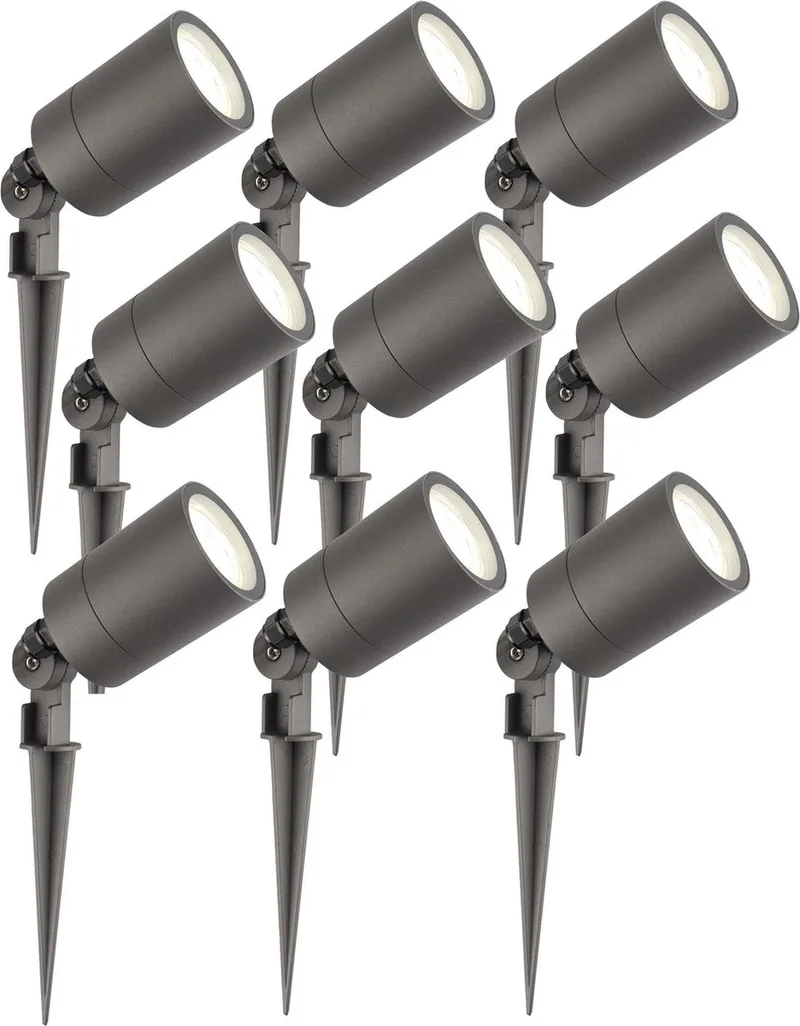 Ledvion - 9X LED Prikspots - IP65 - 5W - 4000K - 2M von Ledvion in Anthrazit – Produktfoto