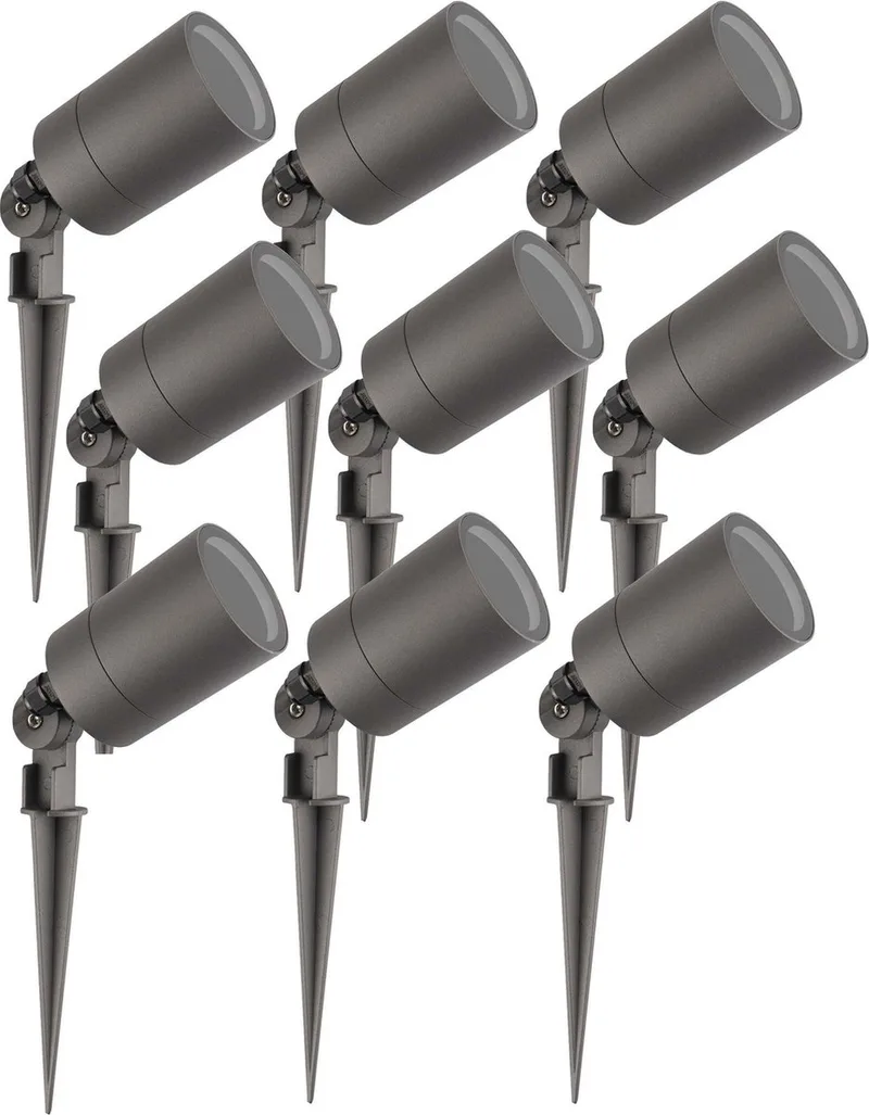 Ledvion - 9X LED Prikspots - IP65 - 5W - GU10 - 2M de Ledvion en Anthracite – photo produit