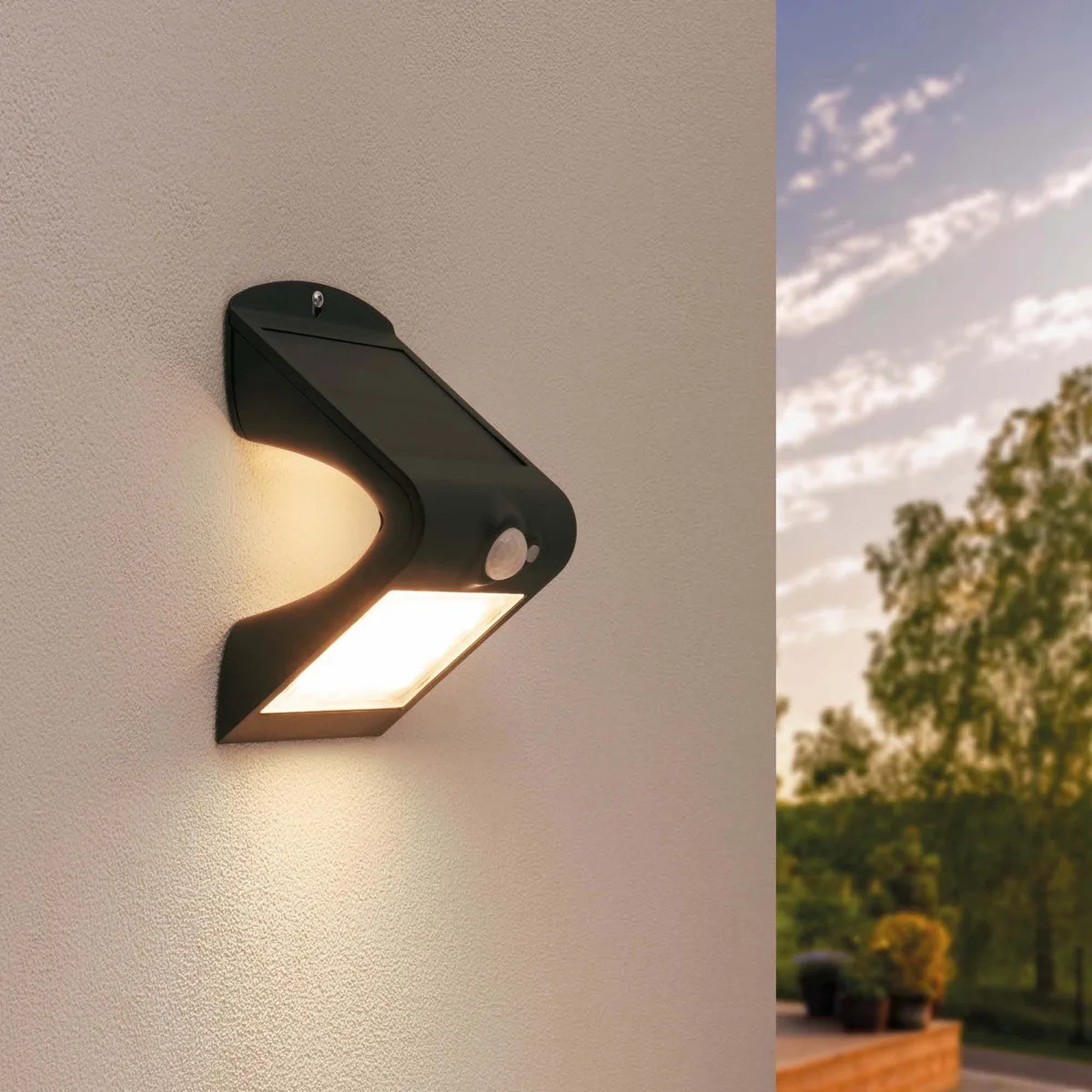 Solar LED Wandlamp - 1.5W - 3000K - IP65 - 220L de Ledvion en Noir – photo produit
