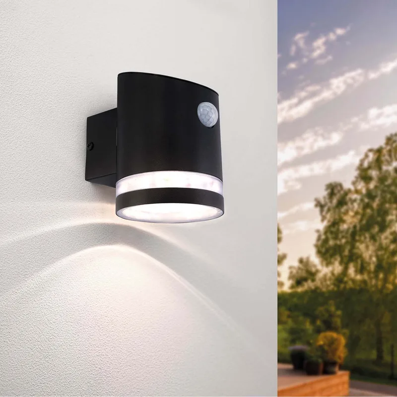 Solar LED Wandlamp - 3000K - IP44 - Elara fra Ledvion i Sort – produktbillede