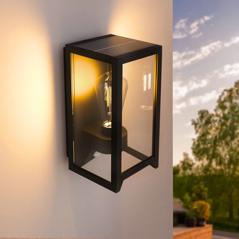 Solar LED Wandlamp - 4W - 2700K - IP44 - 120L von Ledvion in Schwarz – Produktfoto