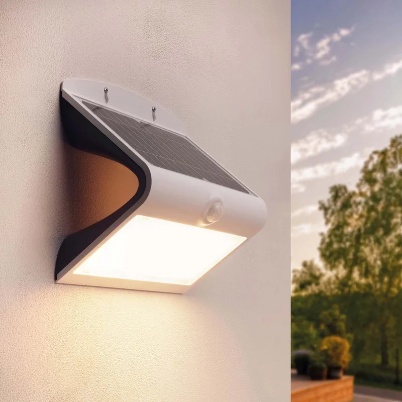 Solar LED Wandlamp - 8W - 3000K - IP65 - 220L de Ledvion en Blanc – photo produit