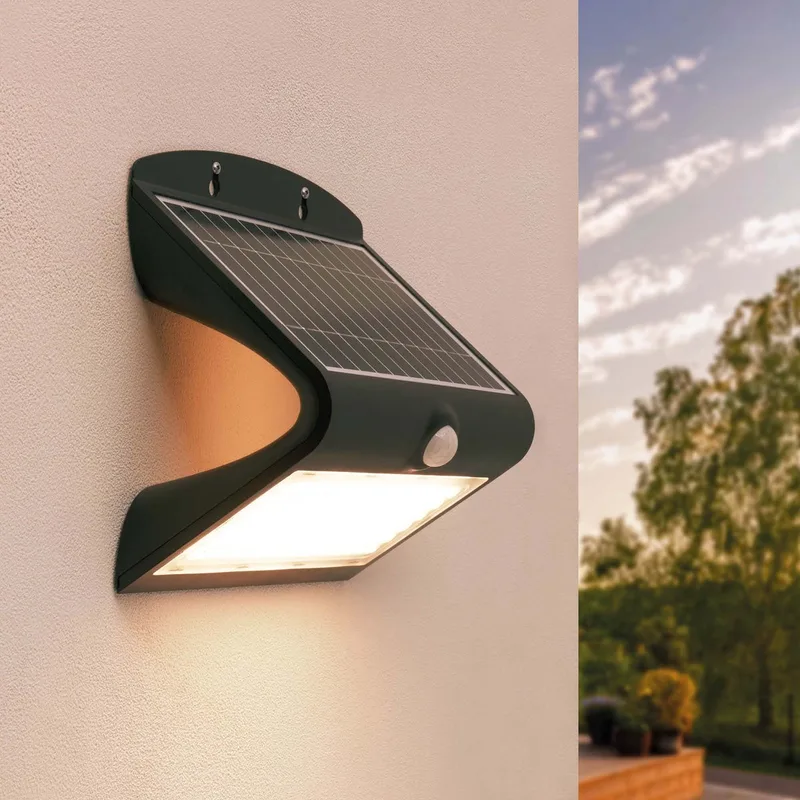 Solar LED Wandlamp - 8W - 3000K - IP65 - 220L by Ledvion in Black – product photo