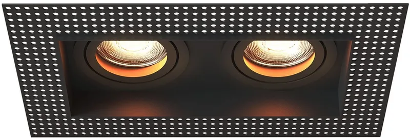 Trimless LED Inbouwspot Dubbelarmatuur 130x130mm – Dimbaar – Kantelbaar – GU10 – 2700K – 3W – IP20 von Ledvion in Schwarz – Produktfoto