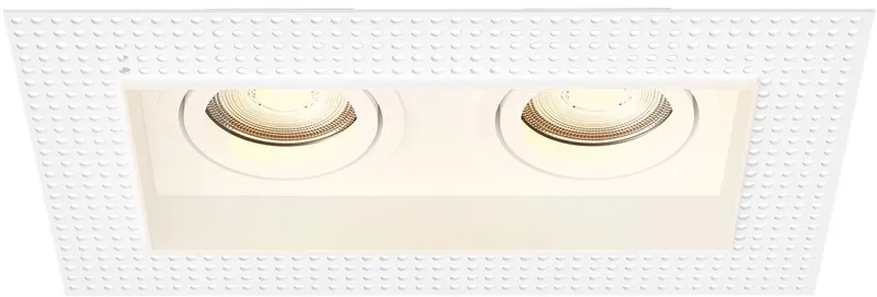 Trimless LED Inbouwspot Dubbelarmatuur 130x130mm – Dimbaar – Kantelbaar – GU10 – 2700K – 3W – IP20 de Ledvion en Blanc – photo produit