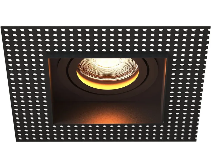 Trimless LED Inbouwspot Vierkant 130x130mm – Dimbaar – Kantelbaar – GU10 – 2700K – 3W – IP20 von Ledvion in Schwarz – Produktfoto