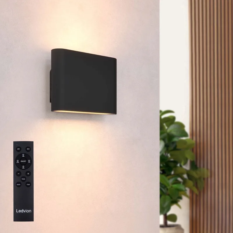 USB Oplaadbare Wandlamp met Afstandsbediening – Dimbaar – 2700K – 4400 mAh – Binnen & Buiten – Ovaal fra Ledvion i Sort – produktbillede