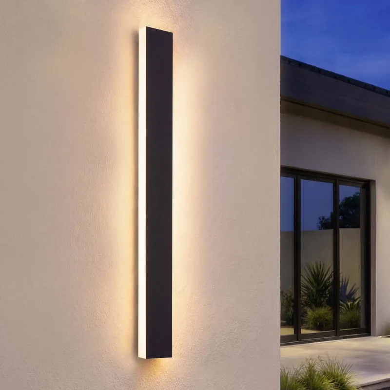 Villa LED Buiten Wandlamp - 100 cm - IP65 Waterdicht - 14W - 2700K Extra Warm Wit von Ledvion in Schwarz – Produktfoto