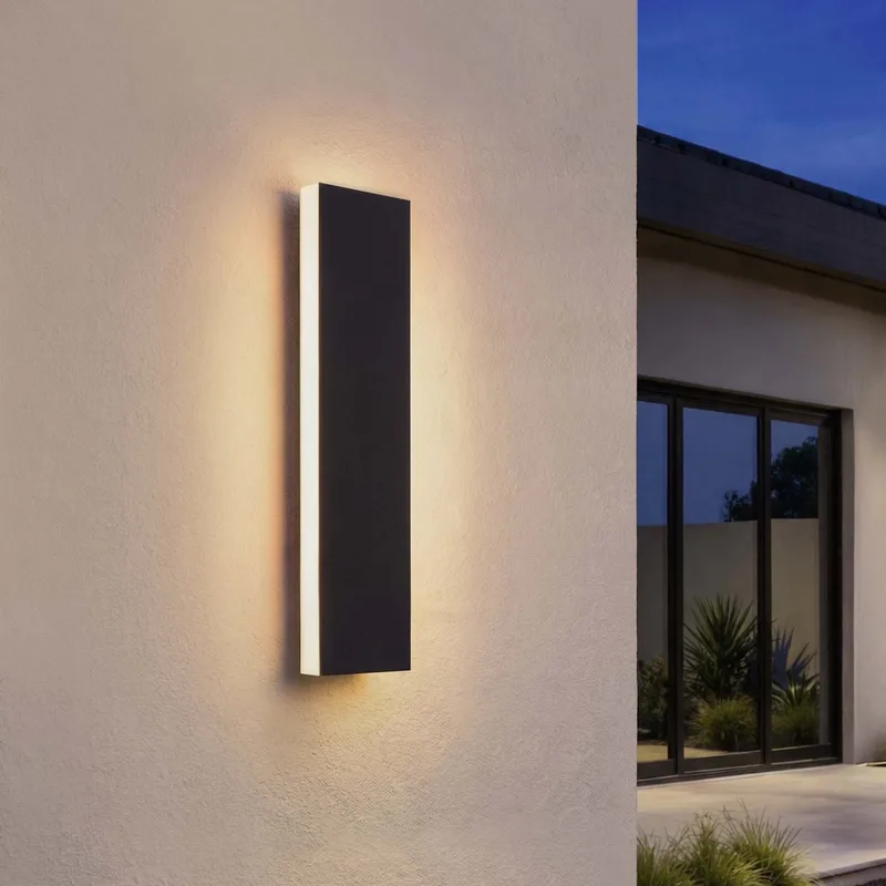 Villa LED Buiten Wandlamp - 30 cm - IP65 Waterdicht - 6W - 2700K Extra Warm Wit by Ledvion in Black – product photo