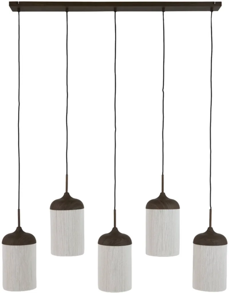 Hanglamp 5L 117x10x27 cm DANIA hout prnt d bruin+touw crème de Light & Living en Marron – photo produit