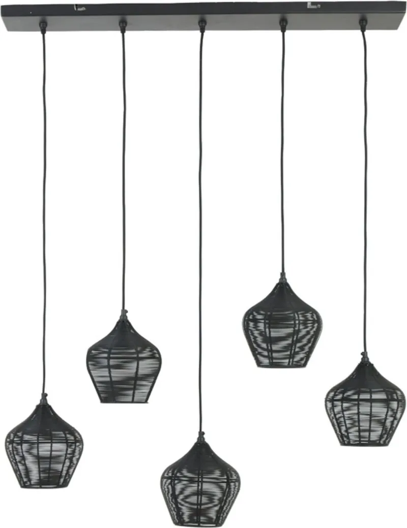 Hanglamp Alvaro - 5L - Modern - Hanglampen Eetkamer, Slaapkamer, Woonkamer by Light & Living in Black – product photo