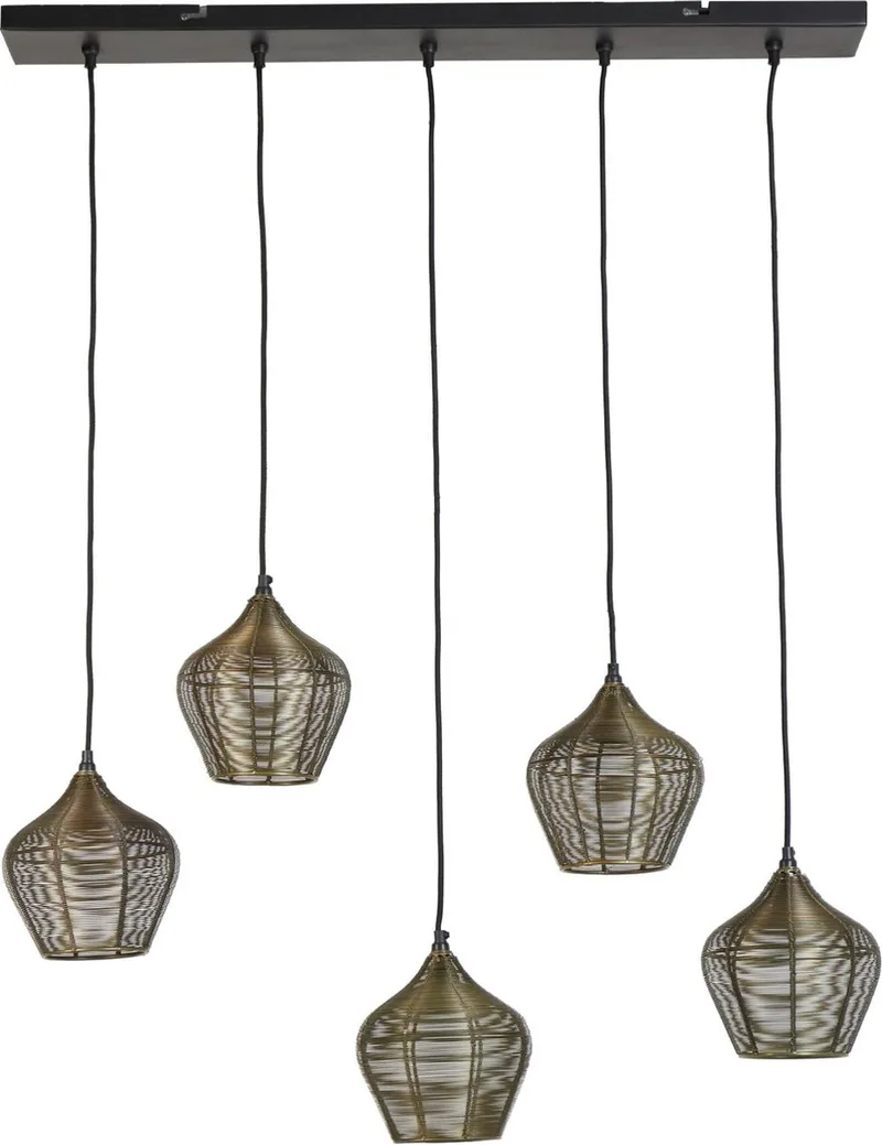 Hanglamp Alvaro - Antiek - 100x20x122cm - 5L - Modern - Hanglampen Eetkamer, Slaapkamer, Woonkamer de Light & Living en Bronze – photo produit