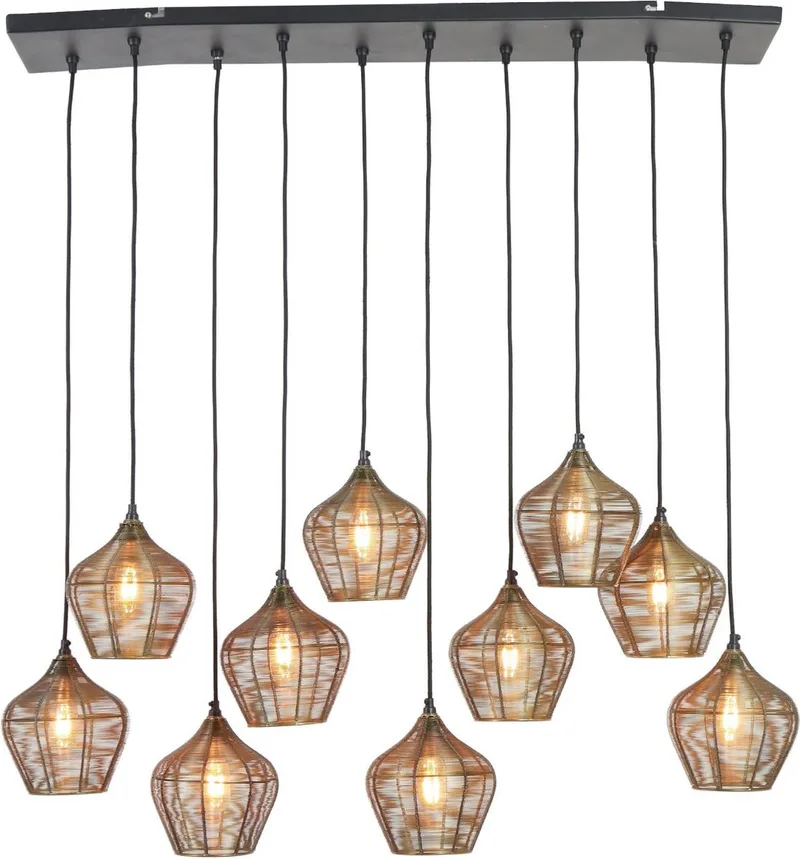 Hanglamp Alvaro - Antiek - 120x25x29,5cm - 10L - Modern - Hanglampen Eetkamer, Slaapkamer, Woonkamer fra Light & Living i Bronze – produktbillede