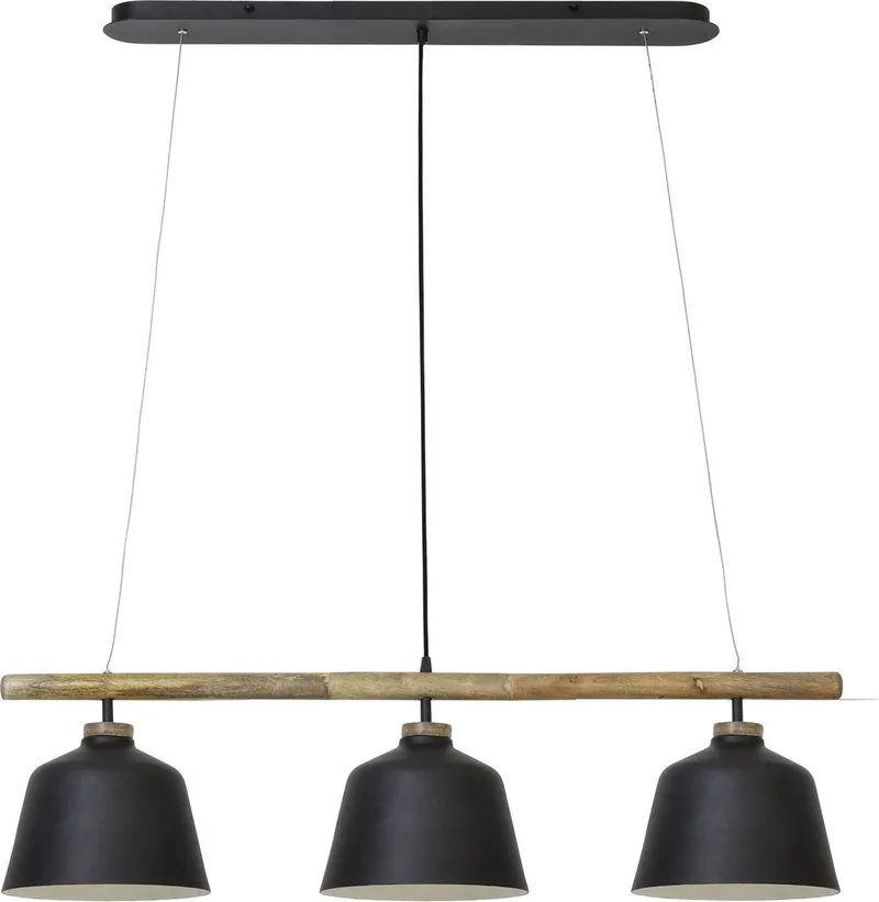 Hanglamp Banu - Zwart/Hout - 102x25x30cm - 3L von Light & Living in Schwarz – Produktfoto