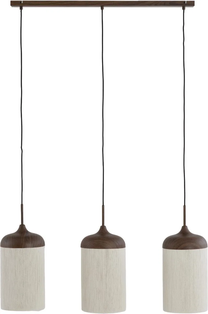 Hanglamp Dania - Bruin/Crème - 90x22x32cm - 3L - Modern - Hanglampen Eetkamer, Slaapkamer, Woonkamer de Light & Living en Marron – photo produit