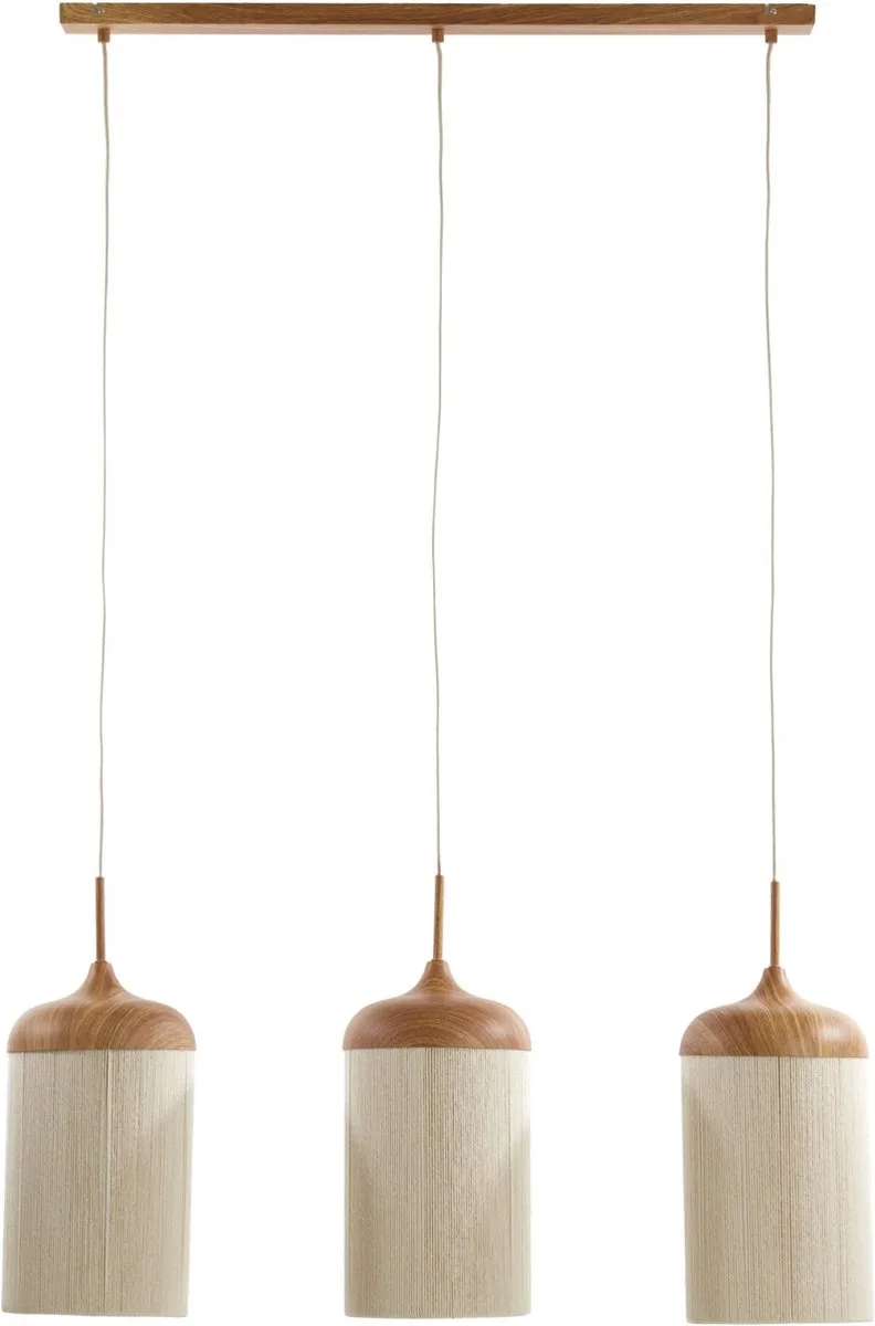 Hanglamp Dania - Naturel/Crème - 90x22x32cm - 3L - Modern - Hanglampen Eetkamer, Slaapkamer, Woonkamer van Light & Living in Naturel – productfoto