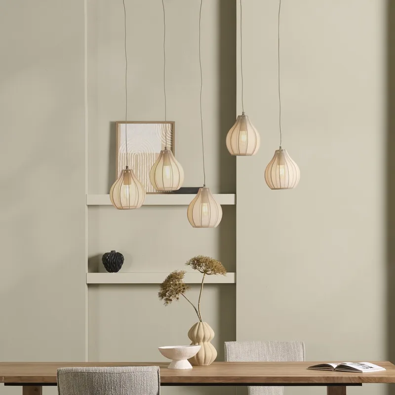 Hanglamp Elati 5-lamps - Japandi de Light & Living en Zand – photo produit
