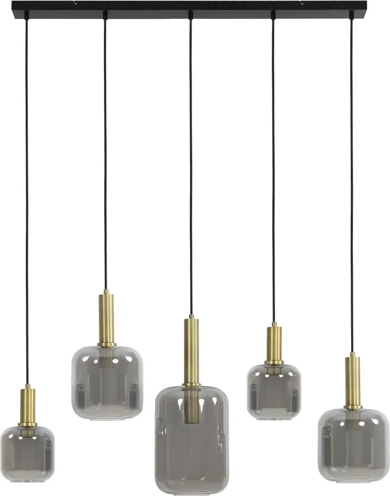 Hanglamp Lekar - Antiek - 5L 110x22x32cm - Modern - Hanglampen Eetkamer, Slaapkamer, Woonkamer de Light & Living en Bronze – photo produit