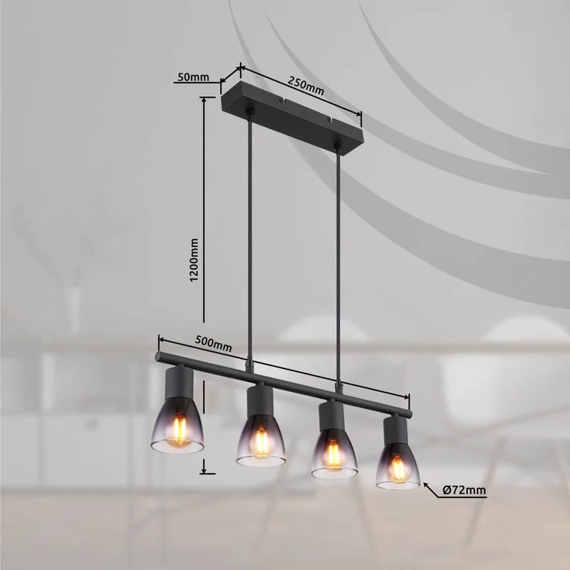 Hanglamp SATELLA 7.2 cm 4-lichts Smoked fra Light & Living i Sort – produktbillede