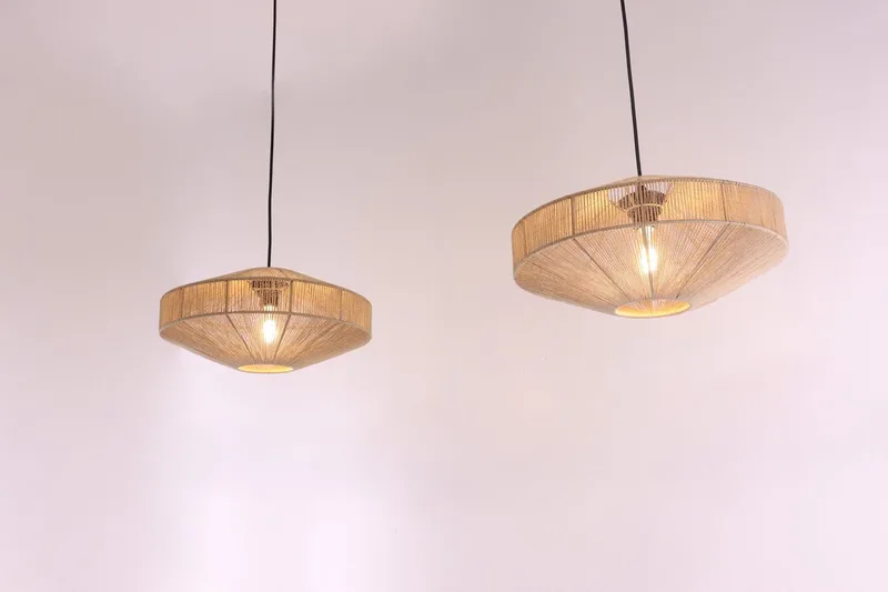 Hanglamp - touw naturel - 2 lichts 125cm fra Light & Living i Sort – produktbillede