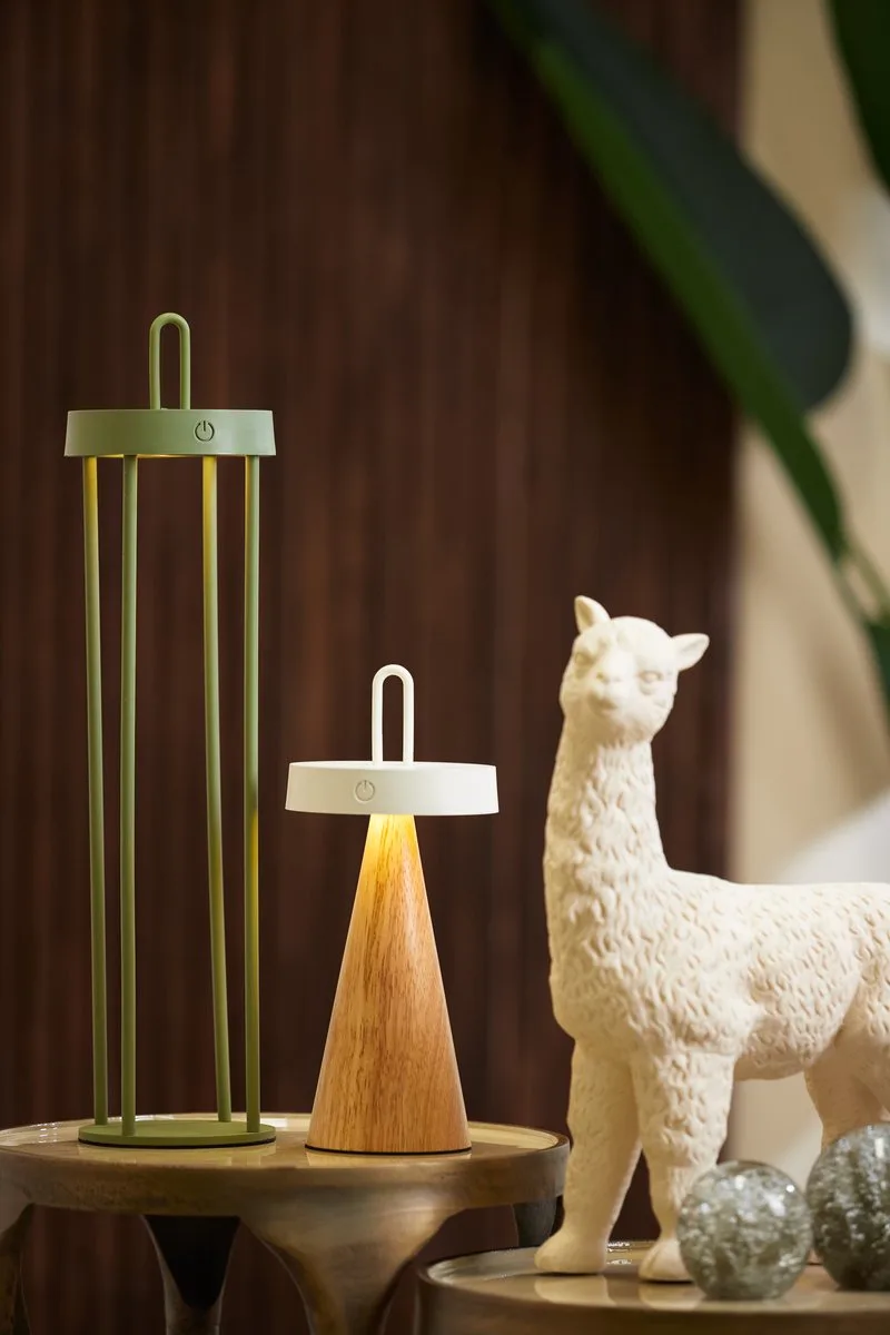 Oplaadbare Tafellamp - voor binnen en buiten - LED-Ø13x50 cm - ISALO - olijf de Light & Living en Vert – photo produit