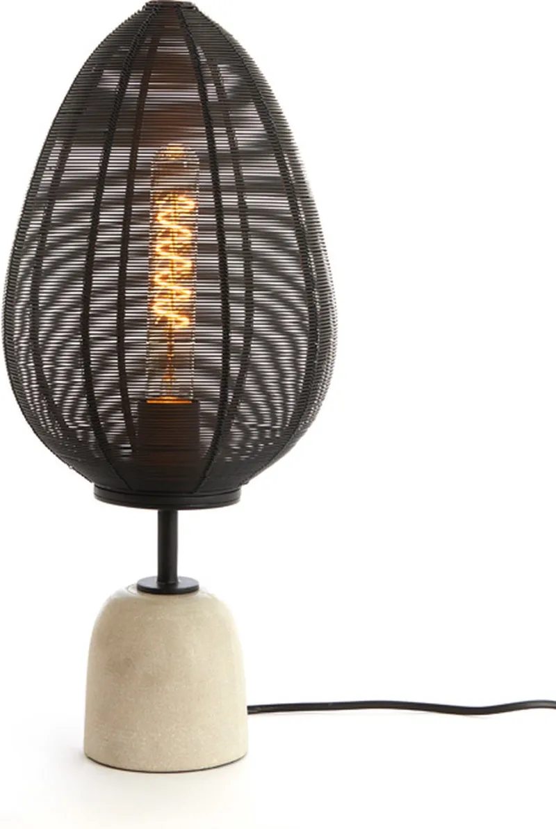Tafellamp Joley Marmer, 46cm de Light & Living en Noir – photo produit