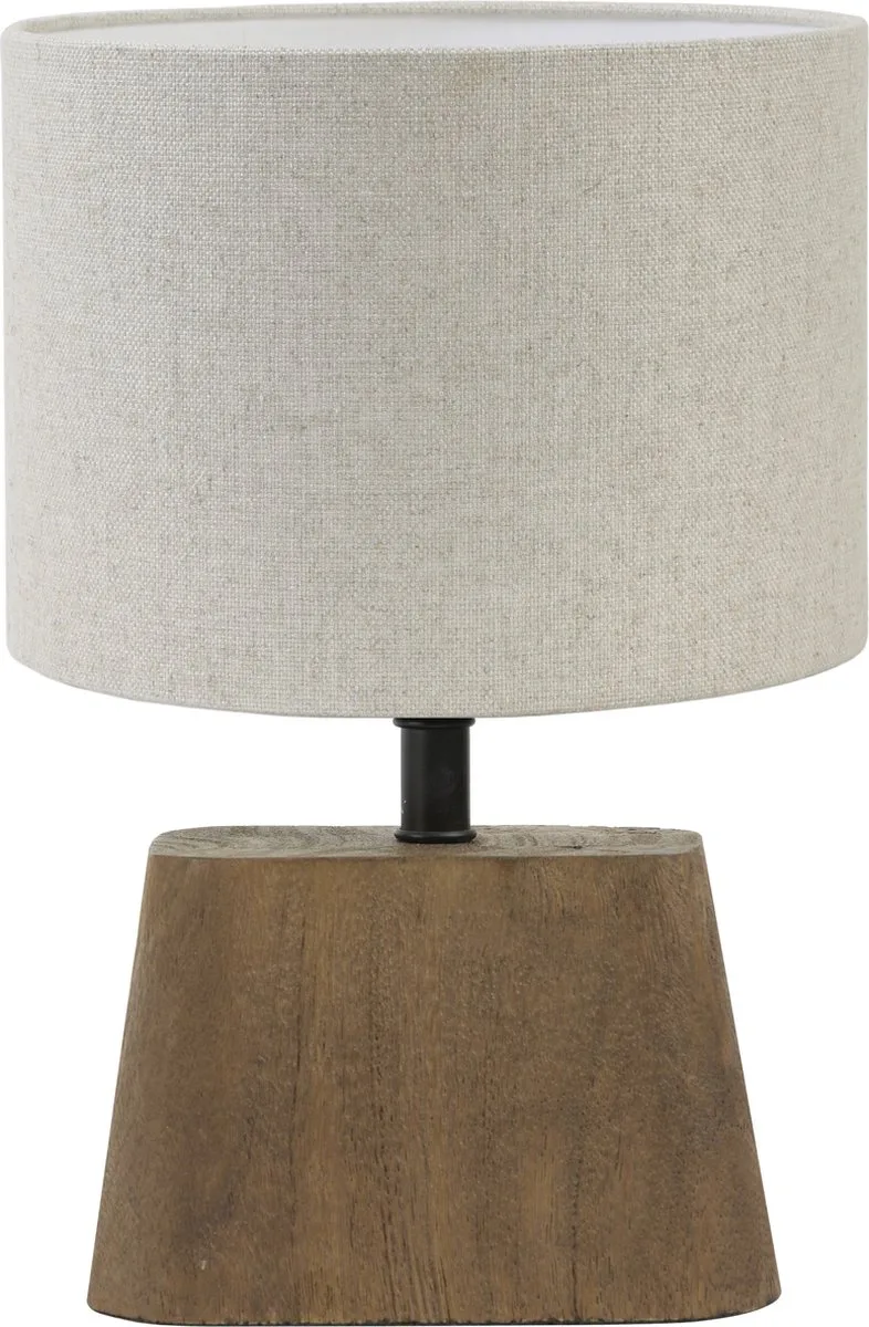 Tafellamp Kardan/Livigno - Hout/Naturel - Ø20x29cm - Tafellamp met kap van Light & Living in Hout, Naturel – productfoto