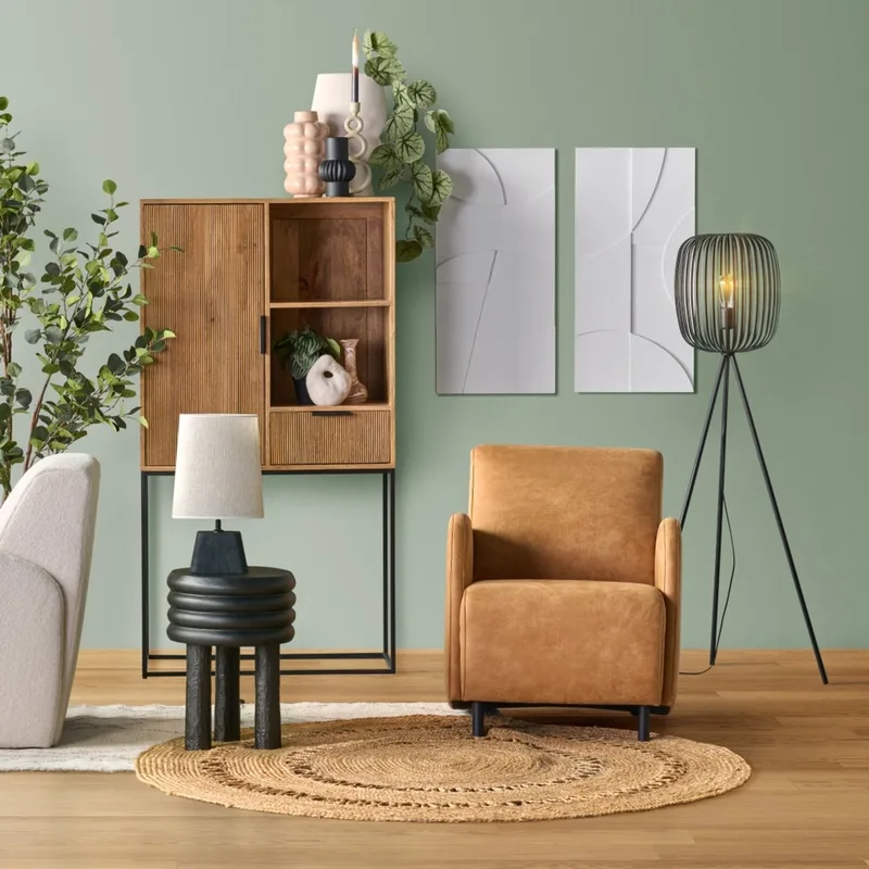 Tafellamp Kardan Mangohout, 21cm hoog - (excl. kap) fra Light & Living i Sort – produktbillede