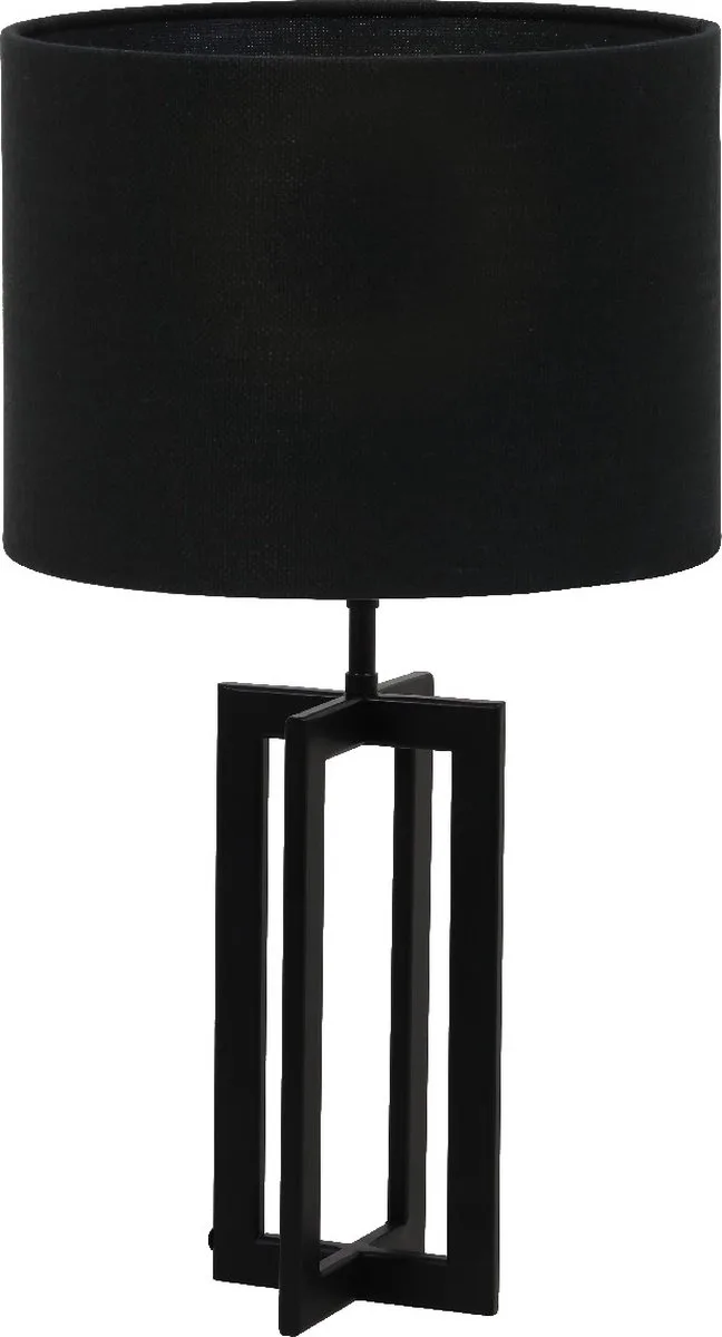 Tafellamp Mace/Livigno - Zwart/Zwart - Ø30x56cm - Tafellamp met kap de Light & Living en Noir – photo produit