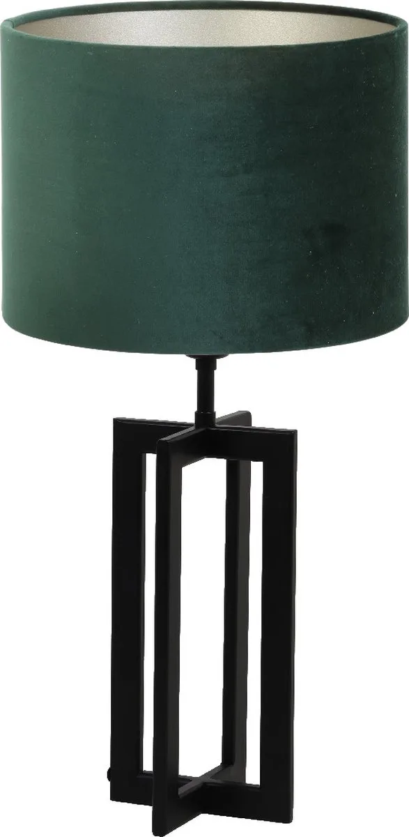 Tafellamp Mace/Velours - Zwart/Dutch Green - Ø30x56cm - Tafellamp met kap
