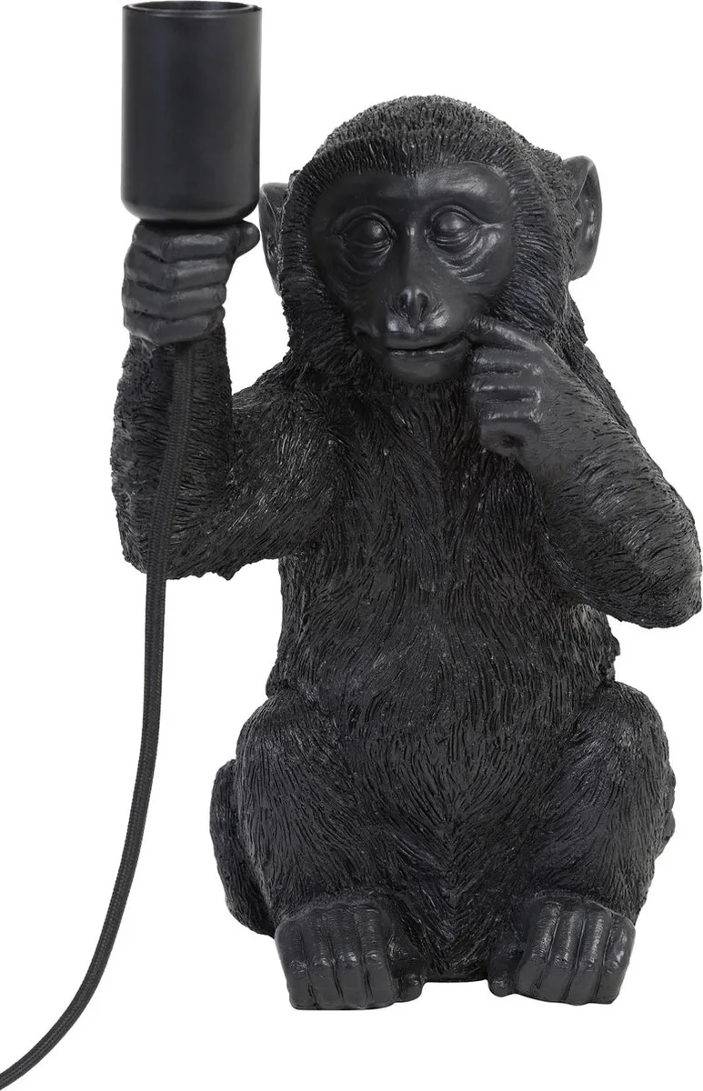 Tafellamp Monkey - 20x19,5x34cm - Bohemian - Woonkamer - Slaapkamer van Light & Living in Zwart – productfoto