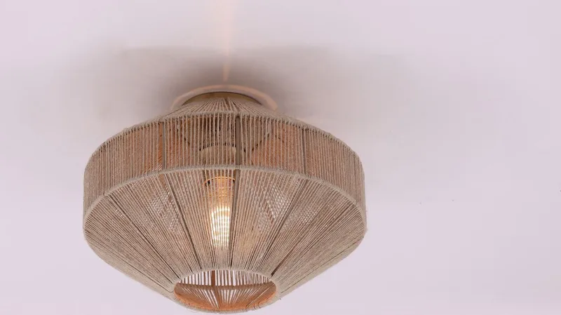 Touwlamp plafondlamp naturel - zwart - diameter 31cm van Light & Living in TouwBruinbeige – productfoto